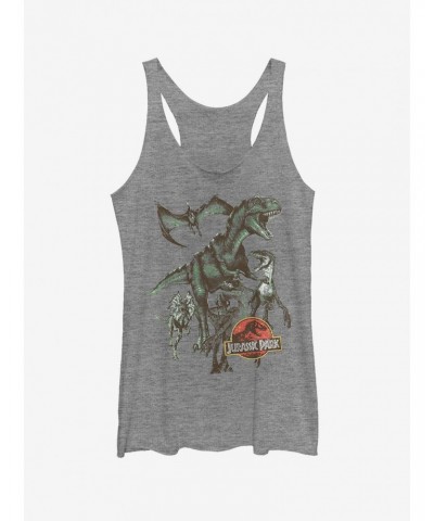 Vintage Dinosaur Stampede Girls Tank $6.63 Tanks