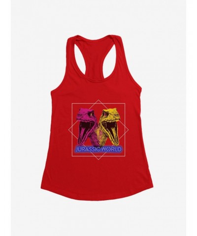 Jurasic World Neon Velociraptor Heads Girls Tank $9.76 Tanks