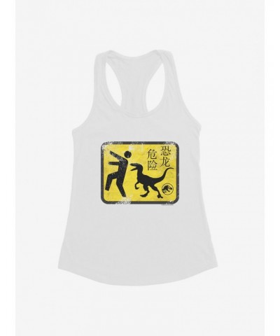 Jurassic World Dominion Caution Sign Yellow Girls Tank $5.98 Tanks