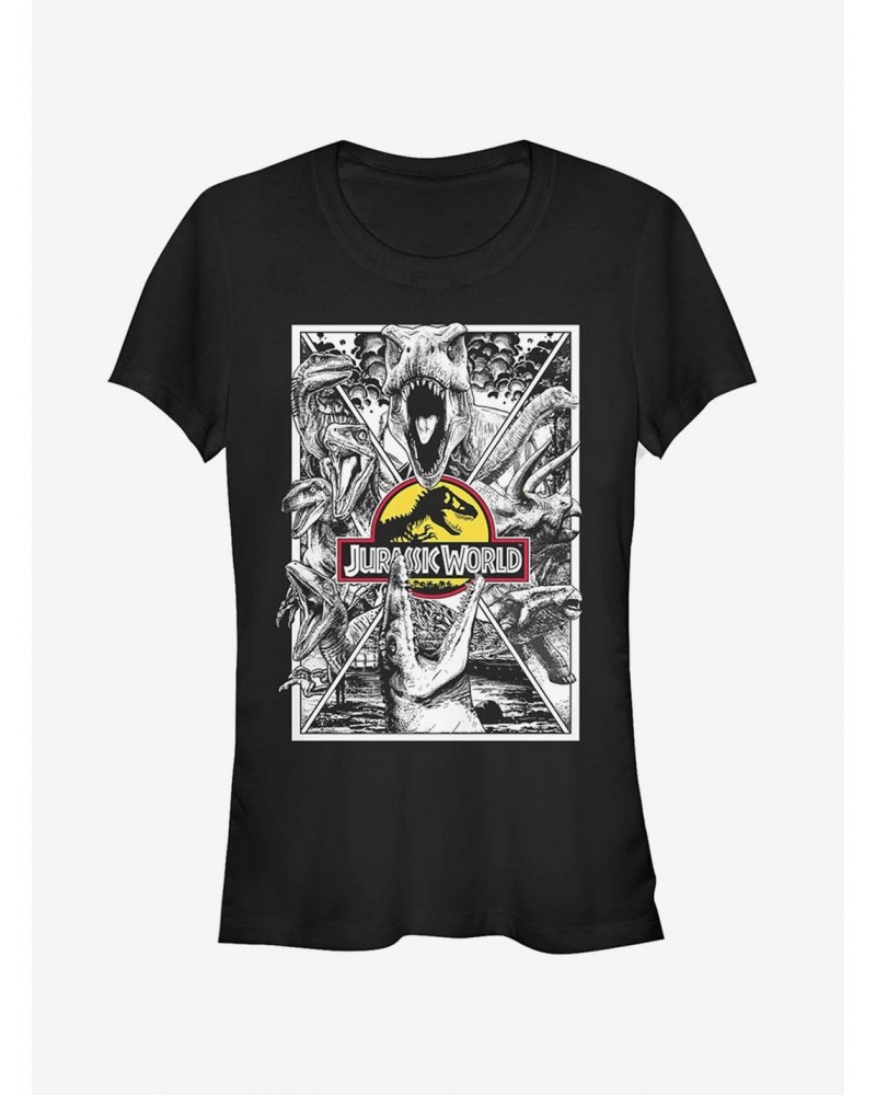 Grayscale Comic Print Girls T-Shirt $7.97 T-Shirts