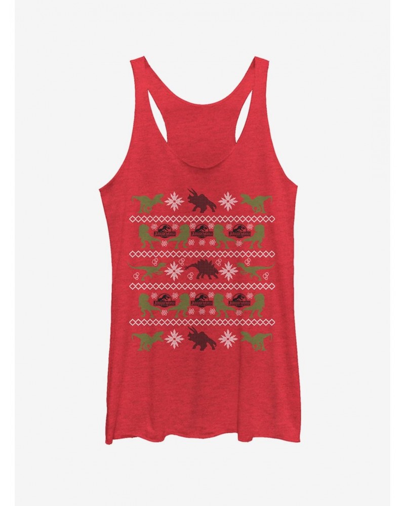 Velociraptor Ugly Christmas Sweater Girls Tank $6.63 Tanks