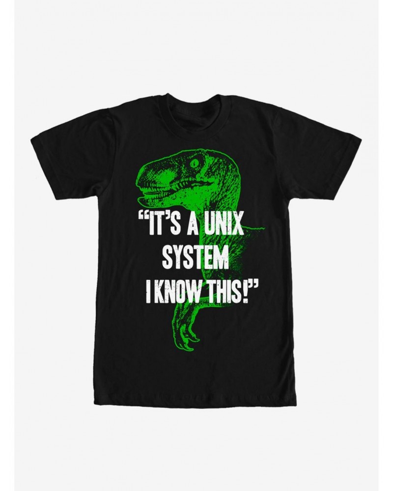 Jurassic Park Unix System Velociraptor T-Shirt $8.03 T-Shirts