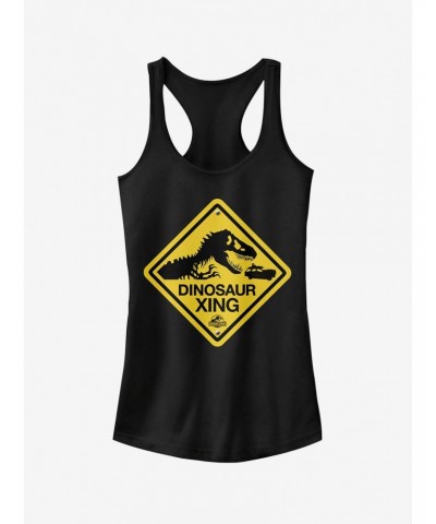 Dinosaur Crossing Sign Girls Tank $5.98 Tanks