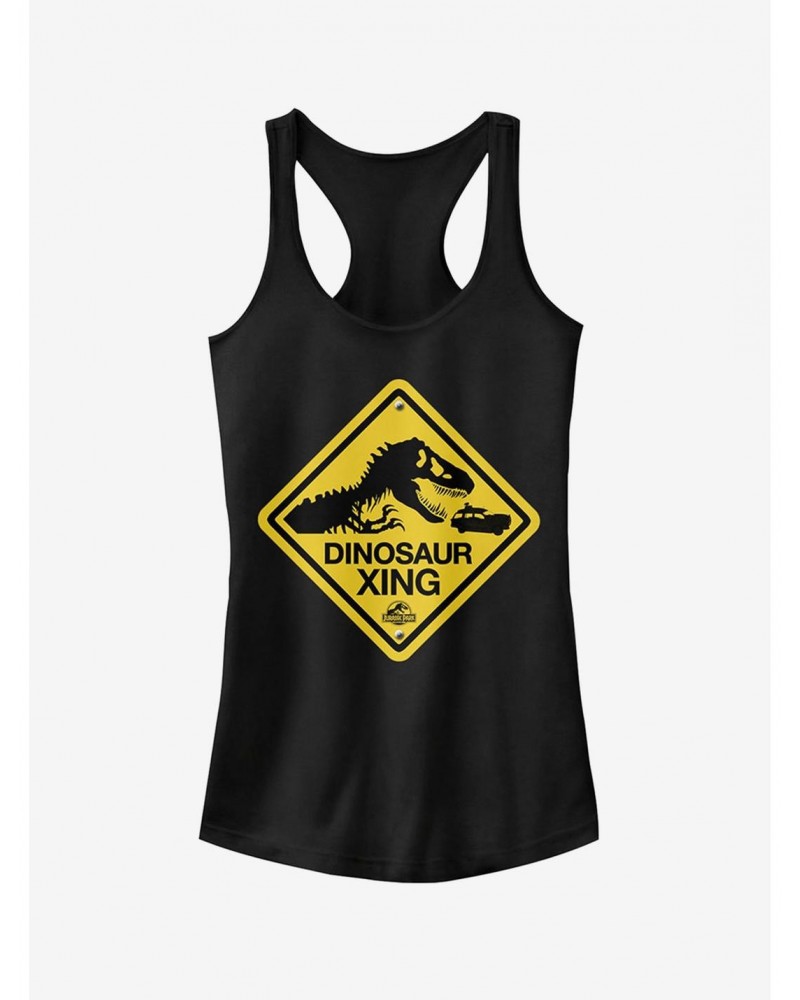 Dinosaur Crossing Sign Girls Tank $5.98 Tanks