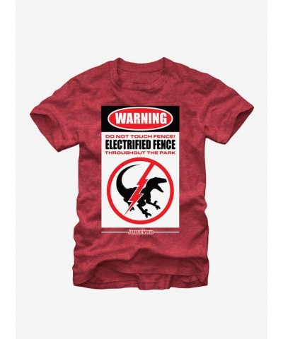 Jurassic World Warning Electrified Fence T-Shirt $7.07 T-Shirts