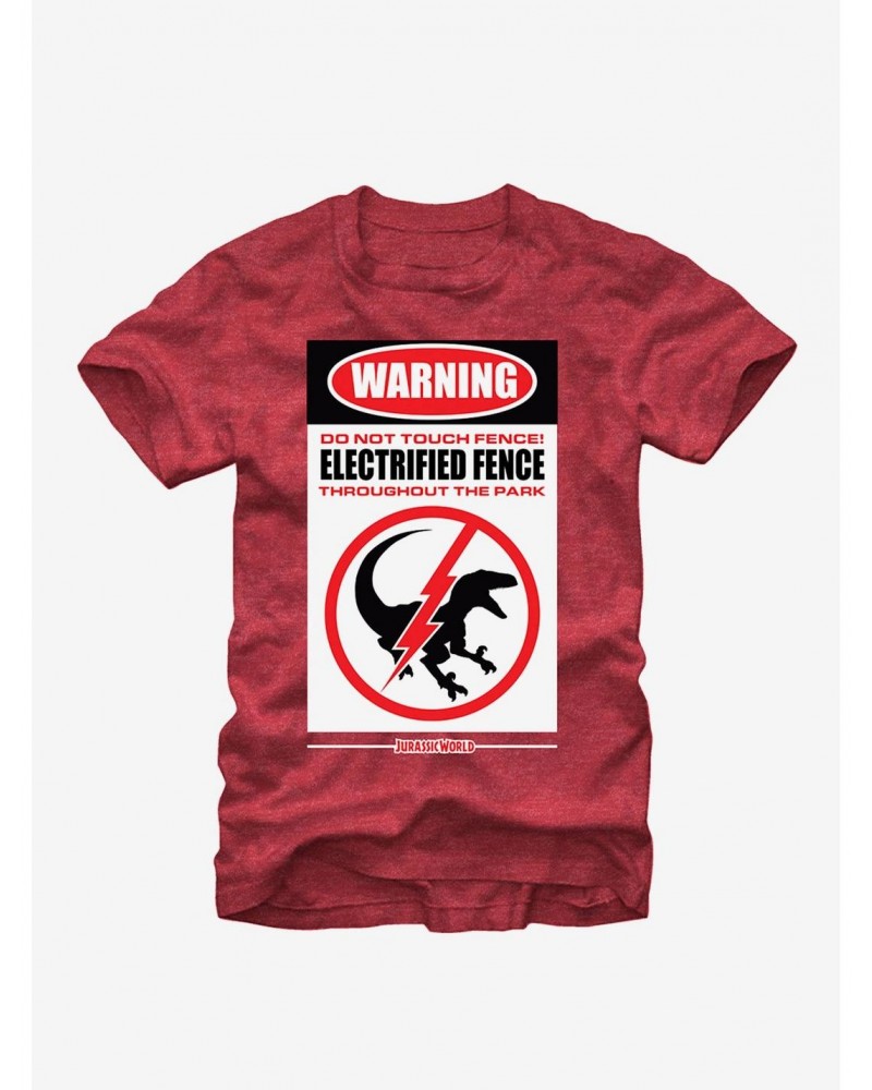 Jurassic World Warning Electrified Fence T-Shirt $7.07 T-Shirts