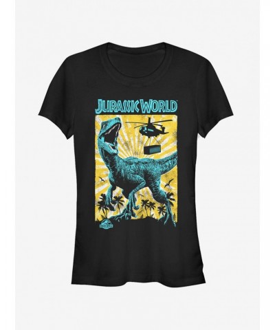 Jurassic World Fallen Kingdom Helicopter Capture Girls T-Shirt $7.97 T-Shirts