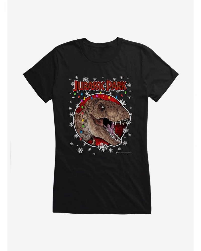 Jurassic Park Christmas Holiday T-Rex Girls T-Shirt $8.76 T-Shirts