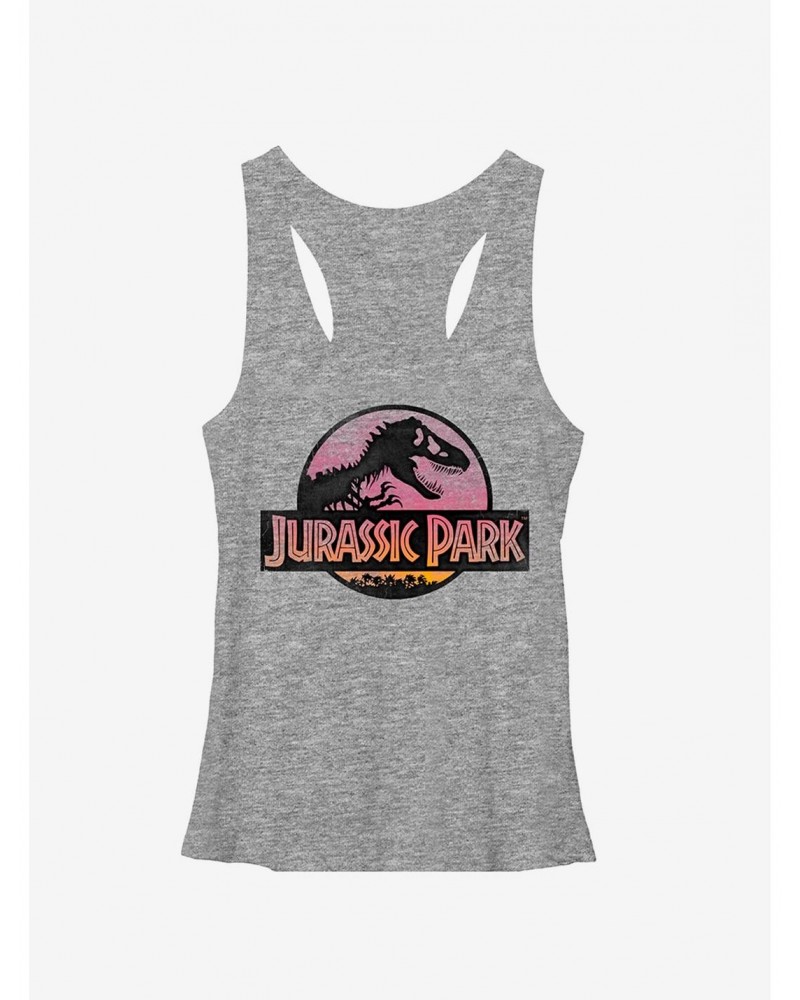 Jurassic Park Grey Sunset Logo Girls Tank Top $8.70 Tops