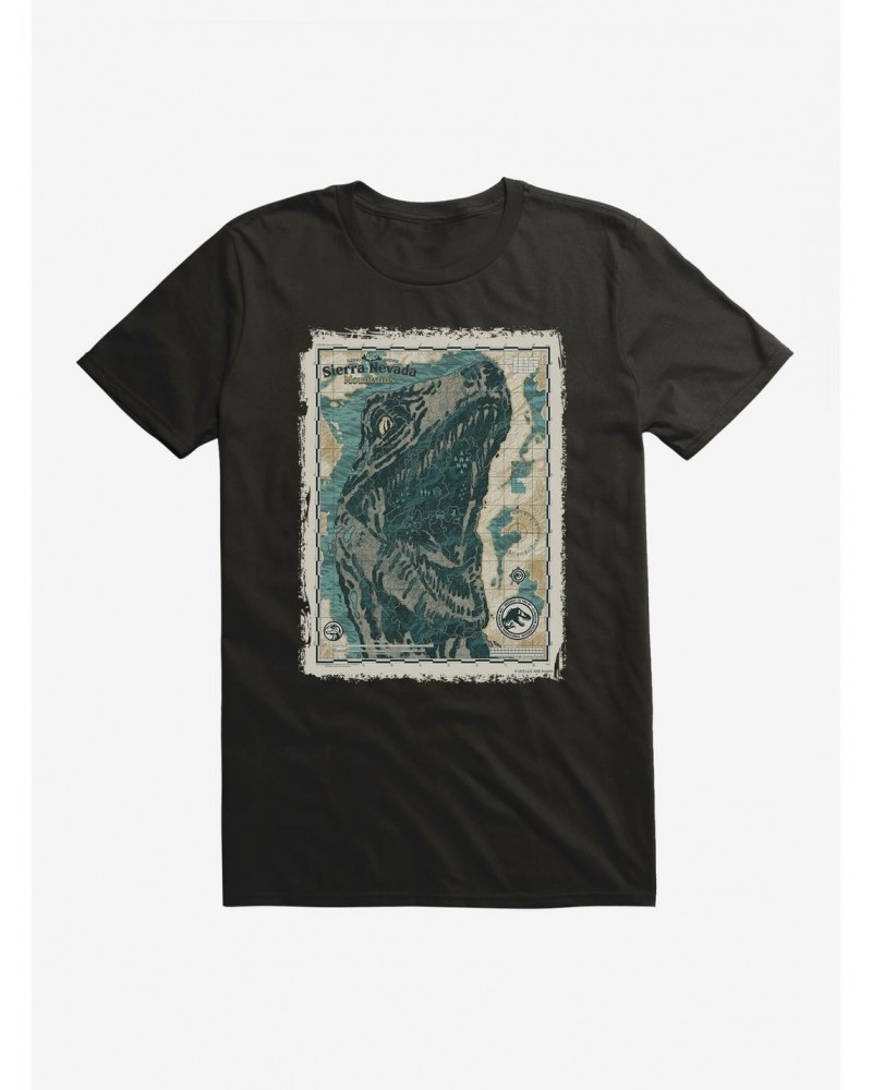 Jurassic World Dominion Sierra Nevada Mountains Map T-Shirt $7.27 T-Shirts