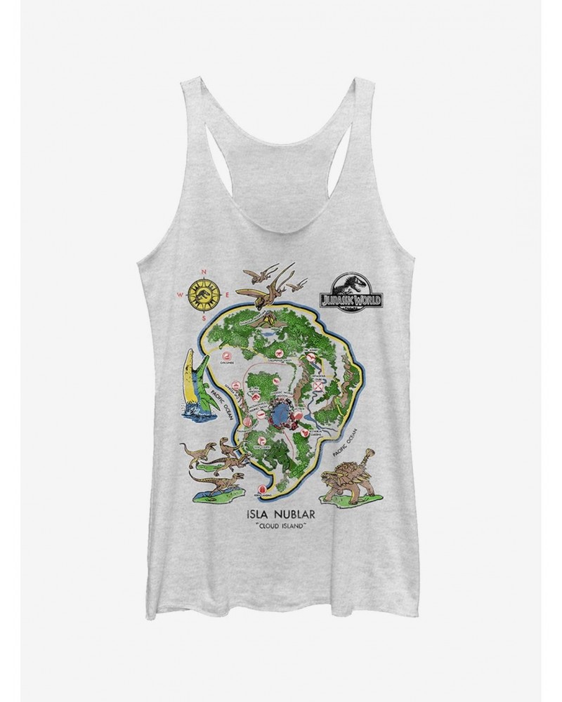 Jurassic World Isla Nublar Detail Map Girls Tank $8.08 Tanks