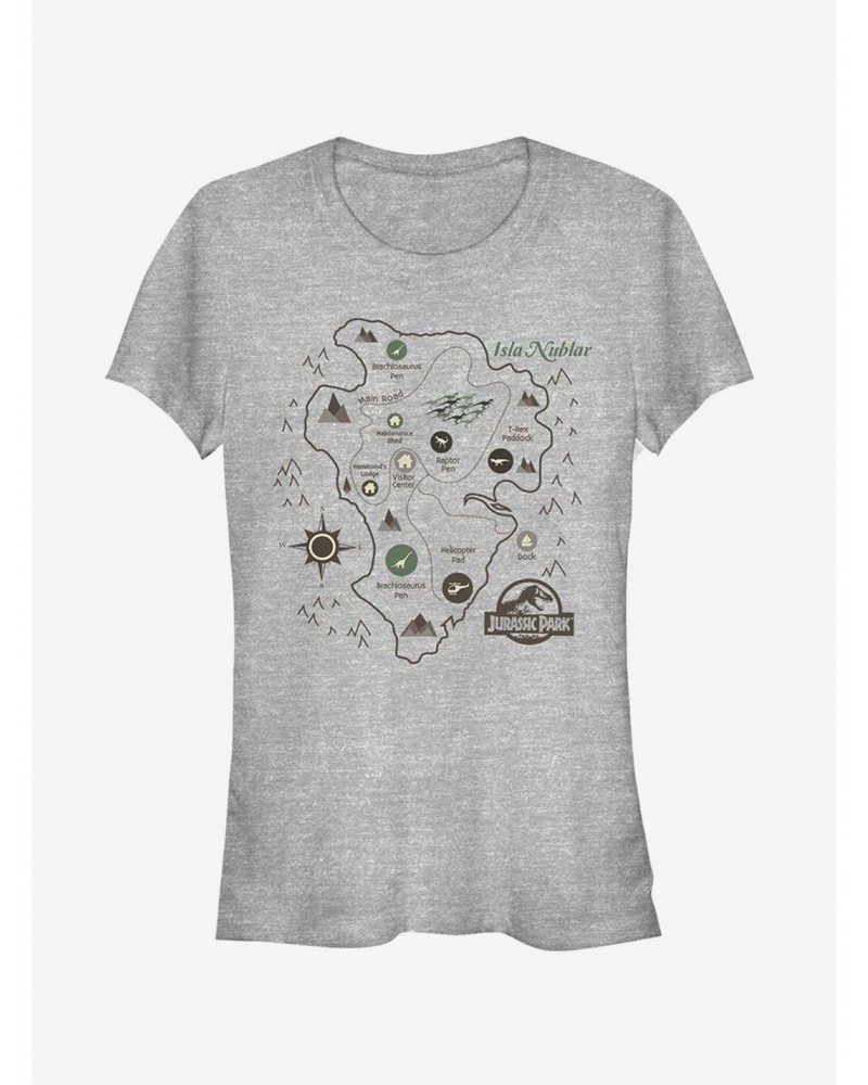 Isla Nublar Map Girls T-Shirt $8.76 T-Shirts