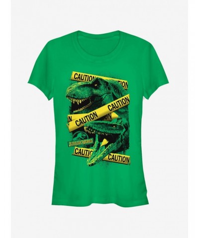 Jurassic World Fallen Kingdom Caution Tape Girls T-Shirt $9.56 T-Shirts