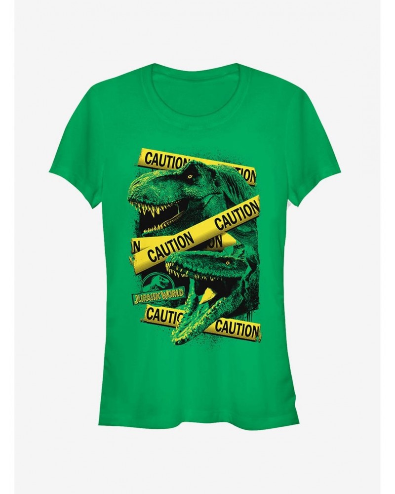 Jurassic World Fallen Kingdom Caution Tape Girls T-Shirt $9.56 T-Shirts