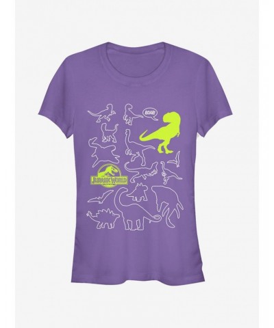 Jurassic World Fallen Kingdom Dinosaur Outline Girls T-Shirt $9.36 T-Shirts