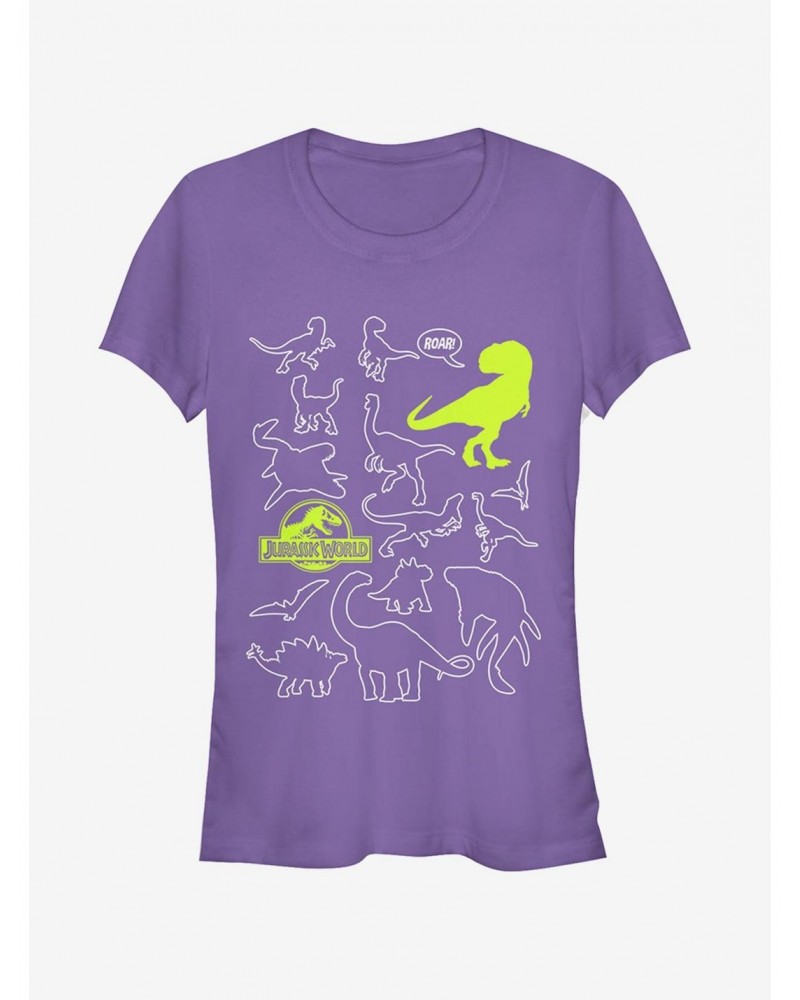 Jurassic World Fallen Kingdom Dinosaur Outline Girls T-Shirt $9.36 T-Shirts