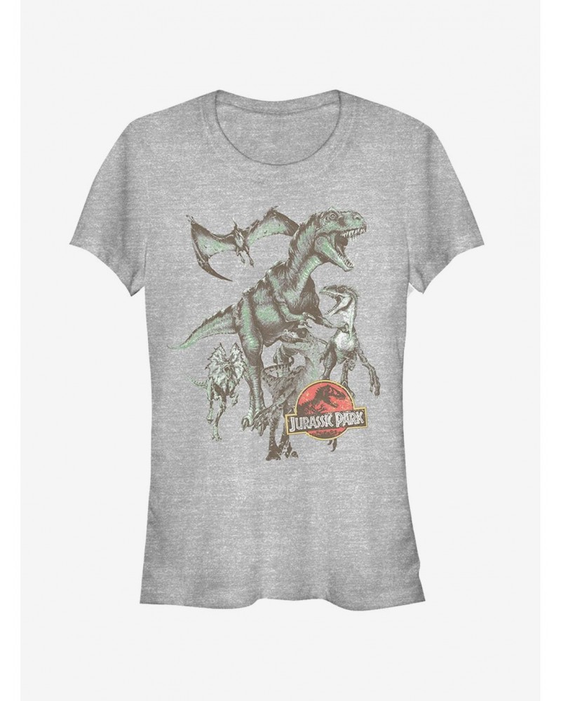 Vintage Dinosaur Stampede Girls T-Shirt $6.18 T-Shirts