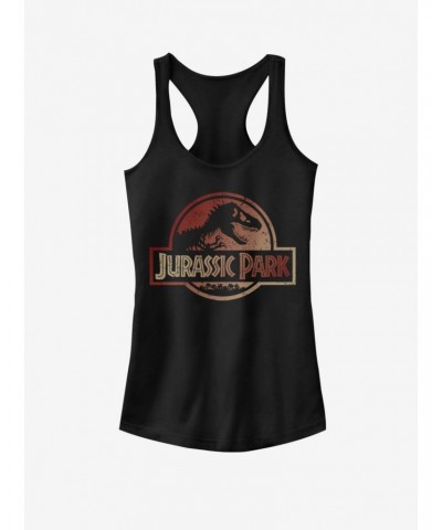 Universal Jurassic Park Colored Logo - RED Girls Tank $9.16 Tanks