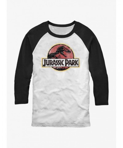 Jurassic Park Cracked Logo Raglan T-Shirt $13.58 T-Shirts