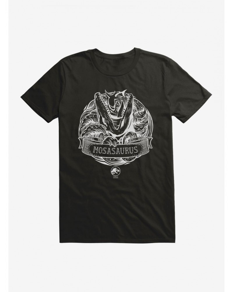 Jurassic World Mosasaurus Black And White T-Shirt $6.50 T-Shirts