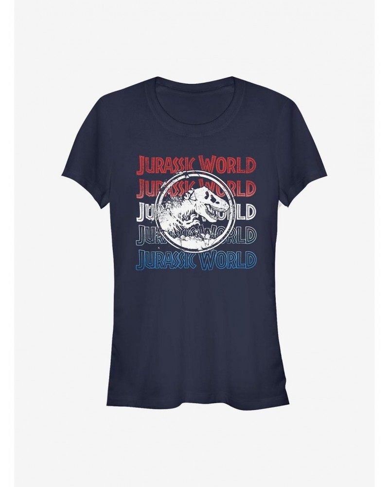 Jurassic Park Logo Repeat Girls T-Shirt $6.18 T-Shirts