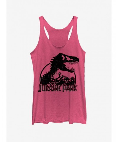 Dino Skeleton Silhouette Logo Girls Tank $7.25 Tanks