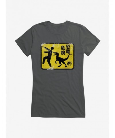 Jurassic World Dominion Caution Sign Girls T-Shirt $9.76 T-Shirts