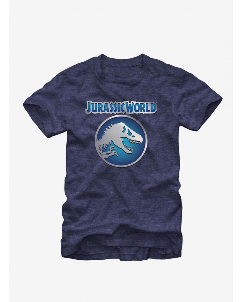 Jurassic World Blue And Silver Logo T-Shirt $5.74 T-Shirts