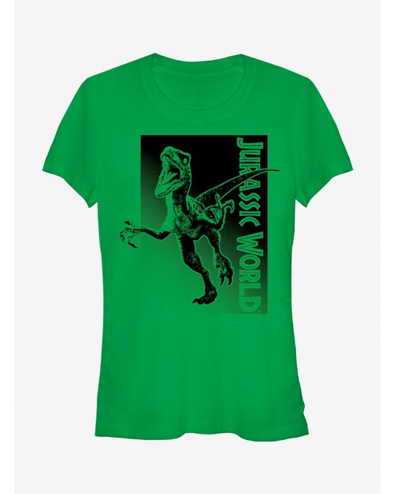 Jurassic World Green Velociraptor Attack Girls T-Shirt $9.16 T-Shirts