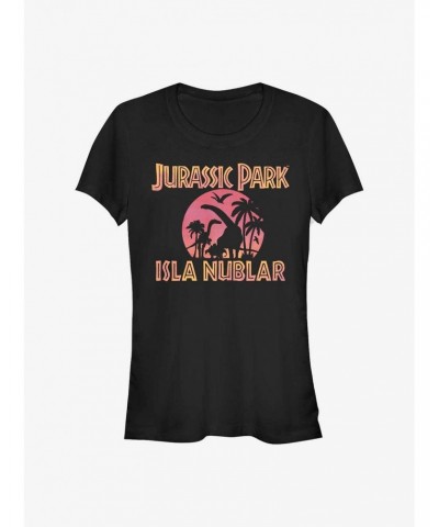 Jurassic Park Isla Nubar Silhouette Girls T-Shirt $7.57 T-Shirts